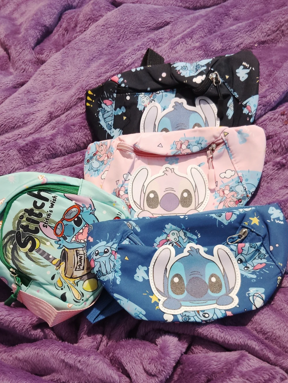Disney Lilo & Stitch Fanny Pack Set - Blue, Pink, Mint, Black